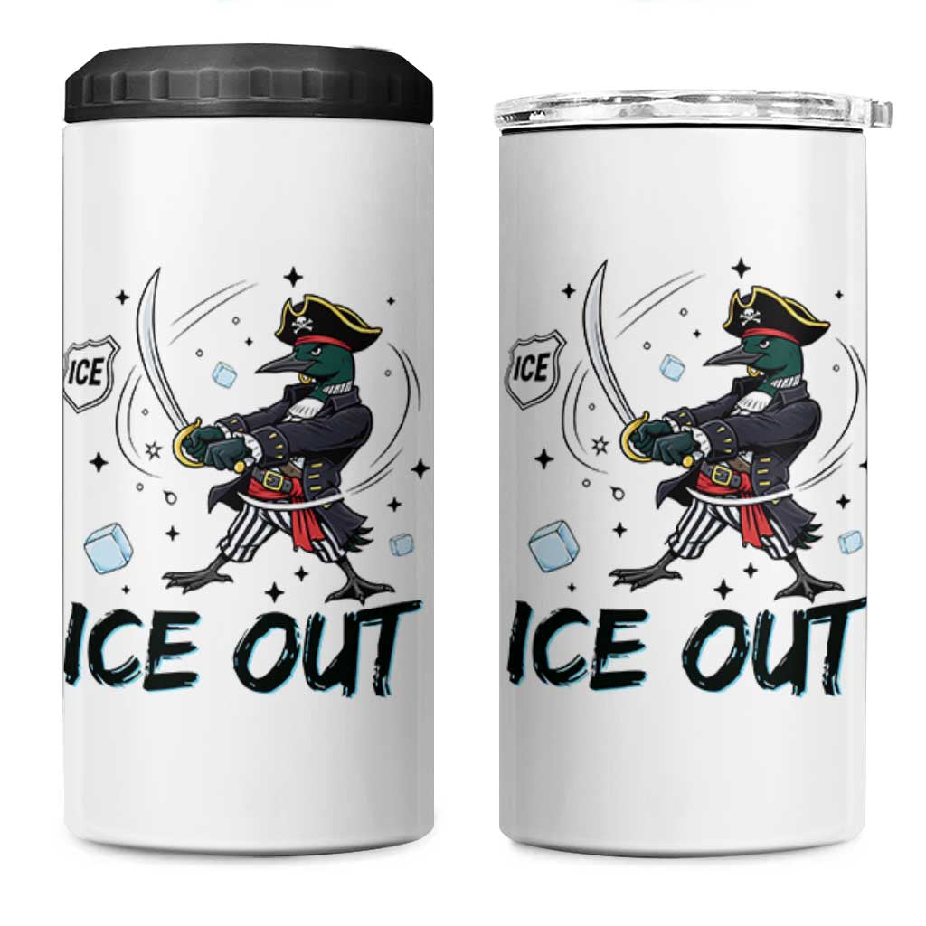 Funny Pirate Common Loon Minnesota Defends Abolish Ice 4 in 1 Can Cooler Tumbler