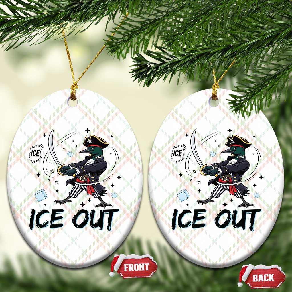 Funny Pirate Common Loon Minnesota Defends Abolish Ice Ceramic Ornament