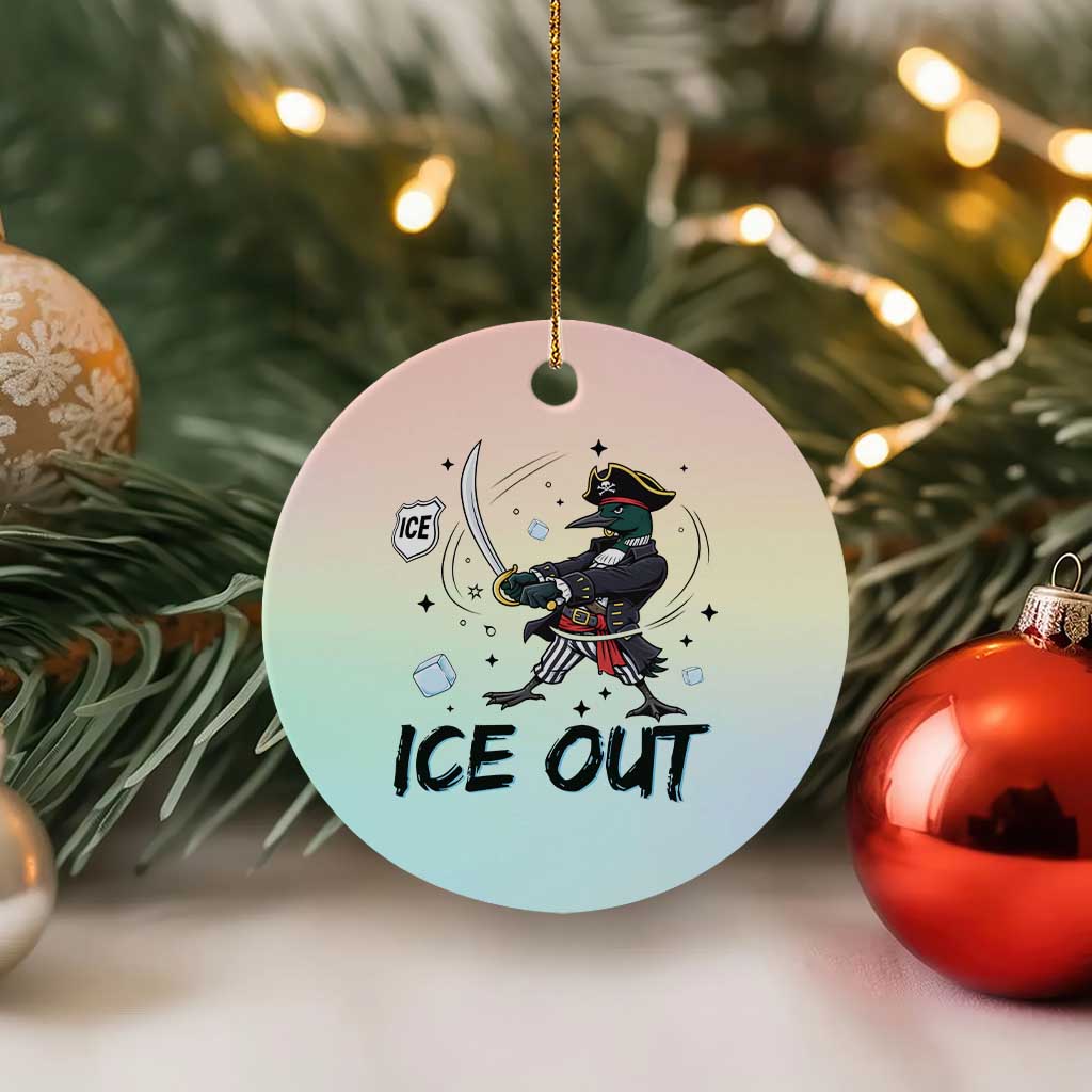Funny Pirate Common Loon Minnesota Defends Abolish Ice Ceramic Ornament