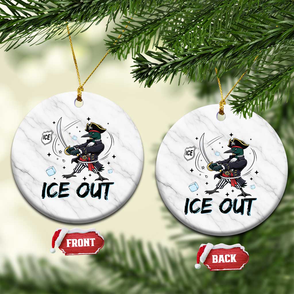 Funny Pirate Common Loon Minnesota Defends Abolish Ice Ceramic Ornament
