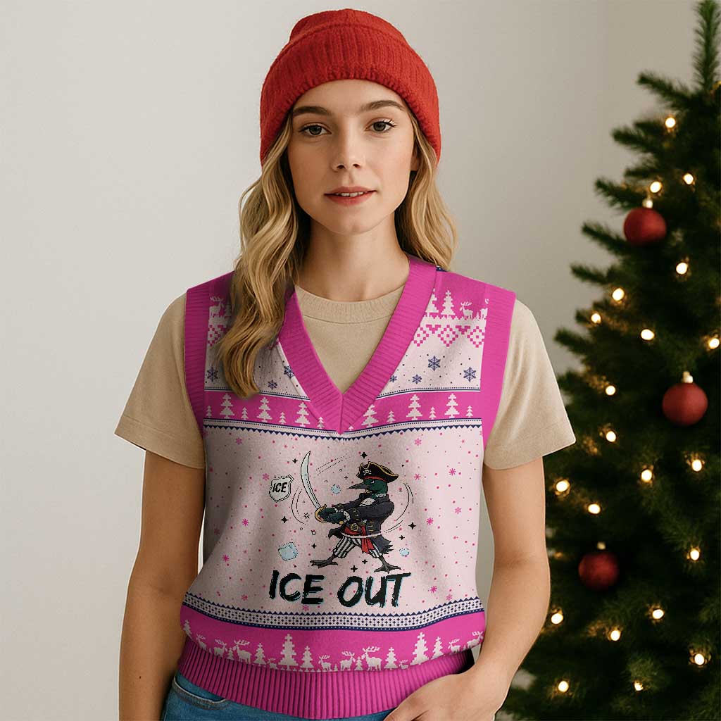 Funny Pirate Common Loon Minnesota Defends Abolish Ice V-Neck Knit Sweater Vest