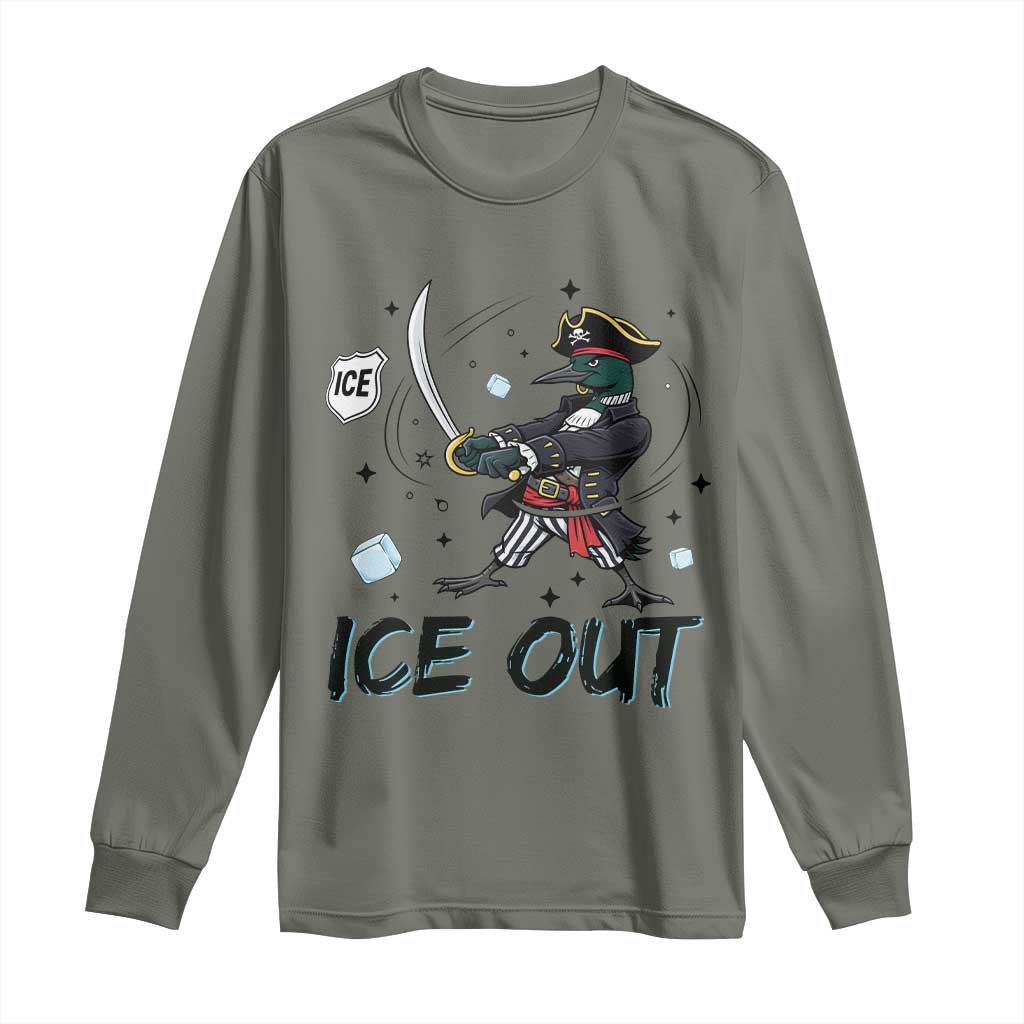 Funny Pirate Common Loon Minnesota Defends Abolish Ice Long Sleeve Shirt