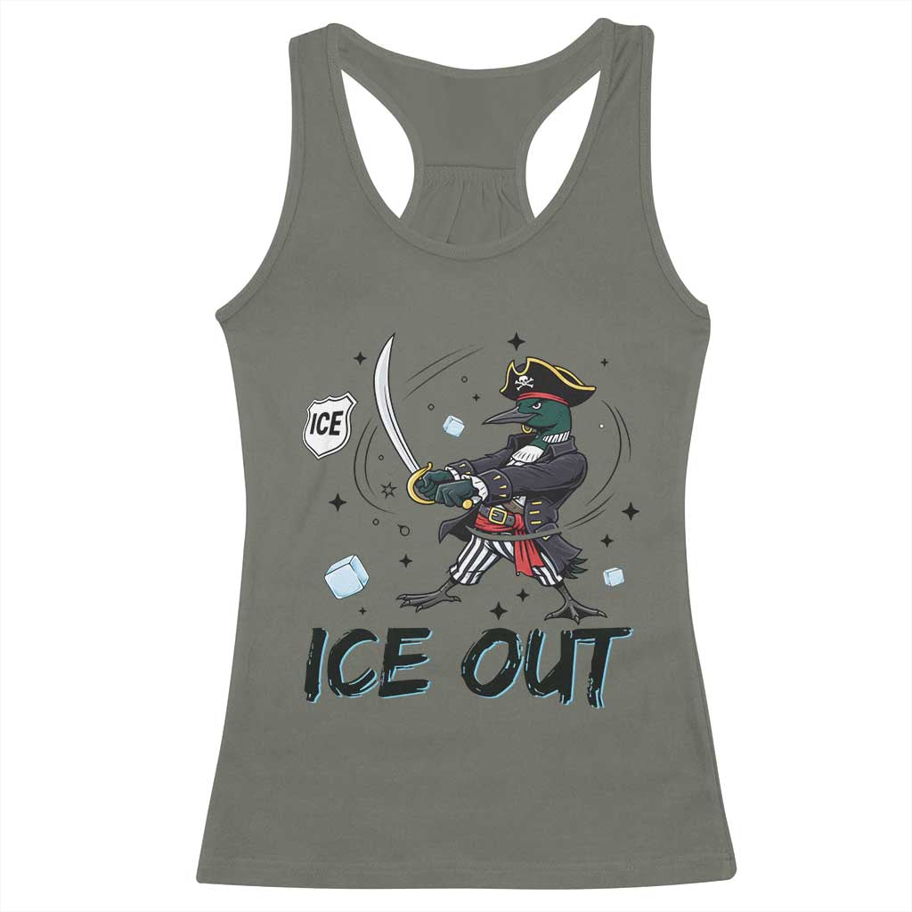 Funny Pirate Common Loon Minnesota Defends Abolish Ice Racerback Tank Top