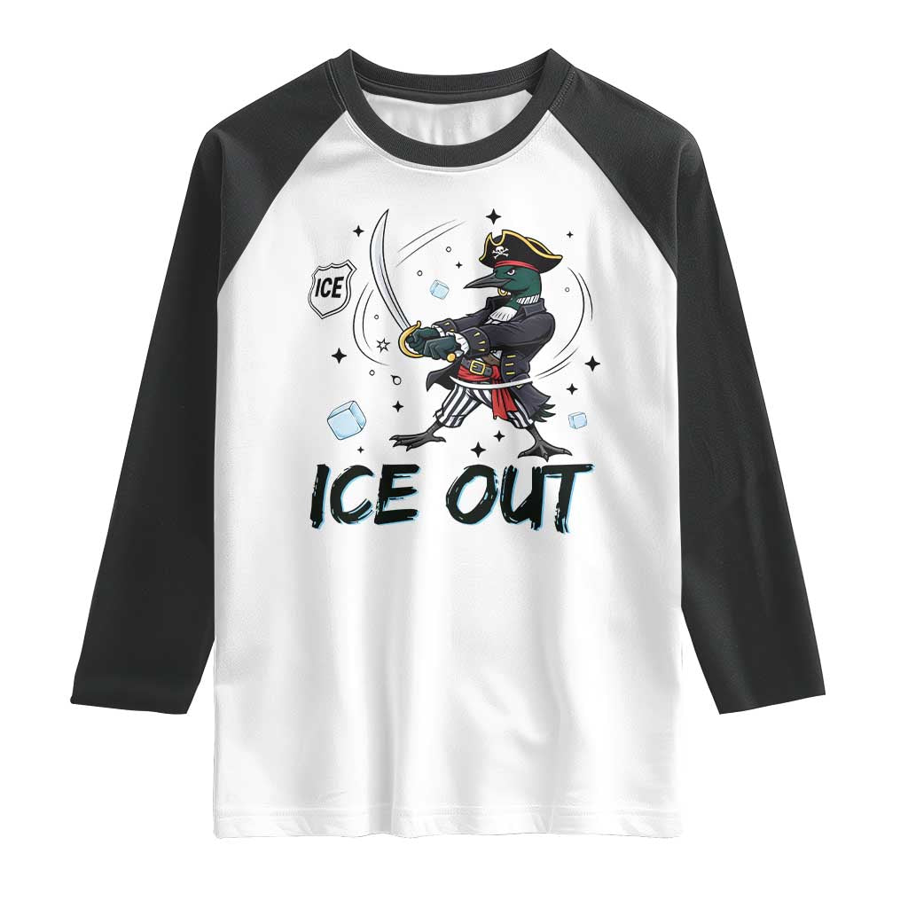 Funny Pirate Common Loon Minnesota Defends Abolish Ice Raglan Shirt