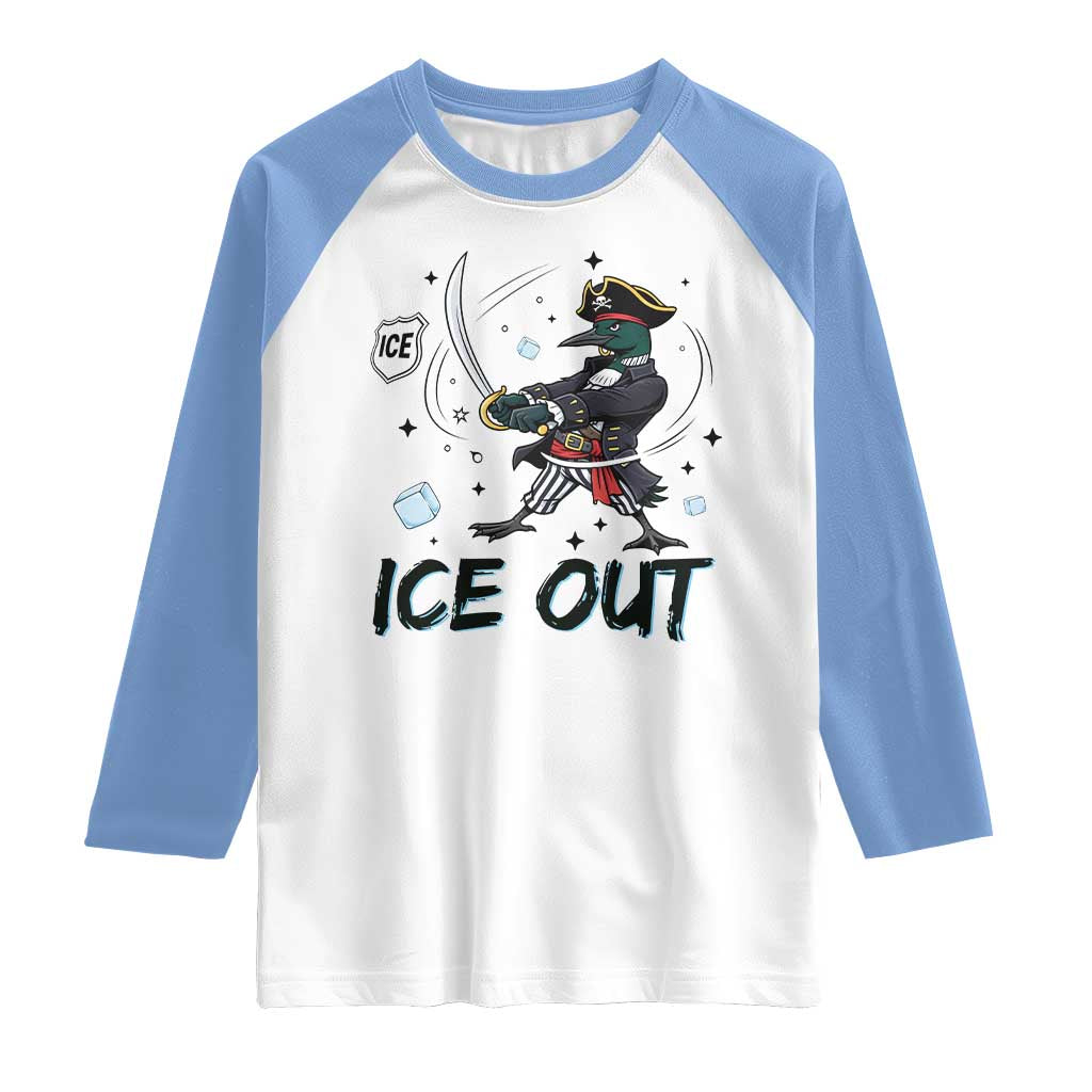 Funny Pirate Common Loon Minnesota Defends Abolish Ice Raglan Shirt