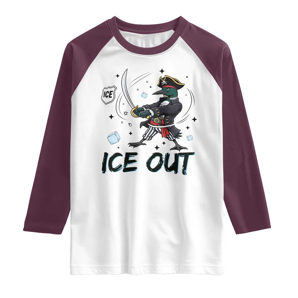 Funny Pirate Common Loon Minnesota Defends Abolish Ice Raglan Shirt