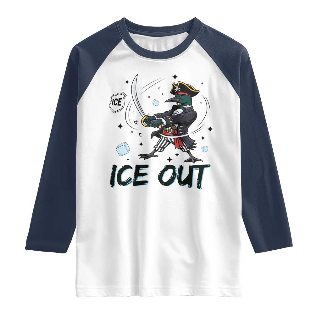 Funny Pirate Common Loon Minnesota Defends Abolish Ice Raglan Shirt