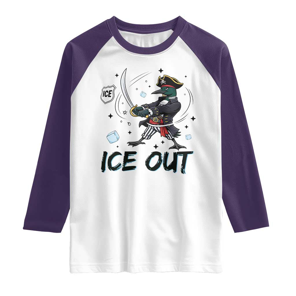 Funny Pirate Common Loon Minnesota Defends Abolish Ice Raglan Shirt