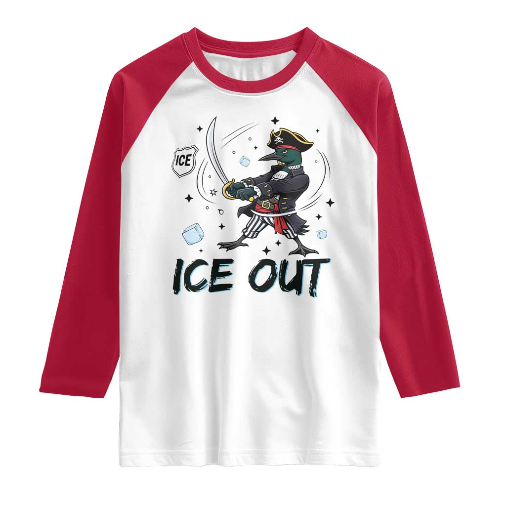 Funny Pirate Common Loon Minnesota Defends Abolish Ice Raglan Shirt
