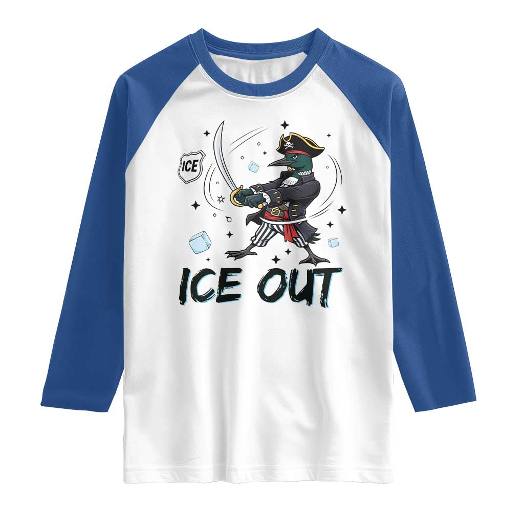 Funny Pirate Common Loon Minnesota Defends Abolish Ice Raglan Shirt