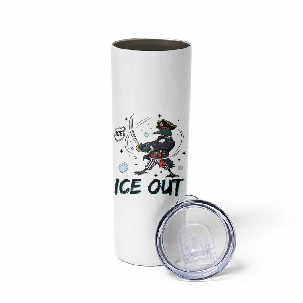 Funny Pirate Common Loon Minnesota Defends Abolish Ice Skinny Tumbler