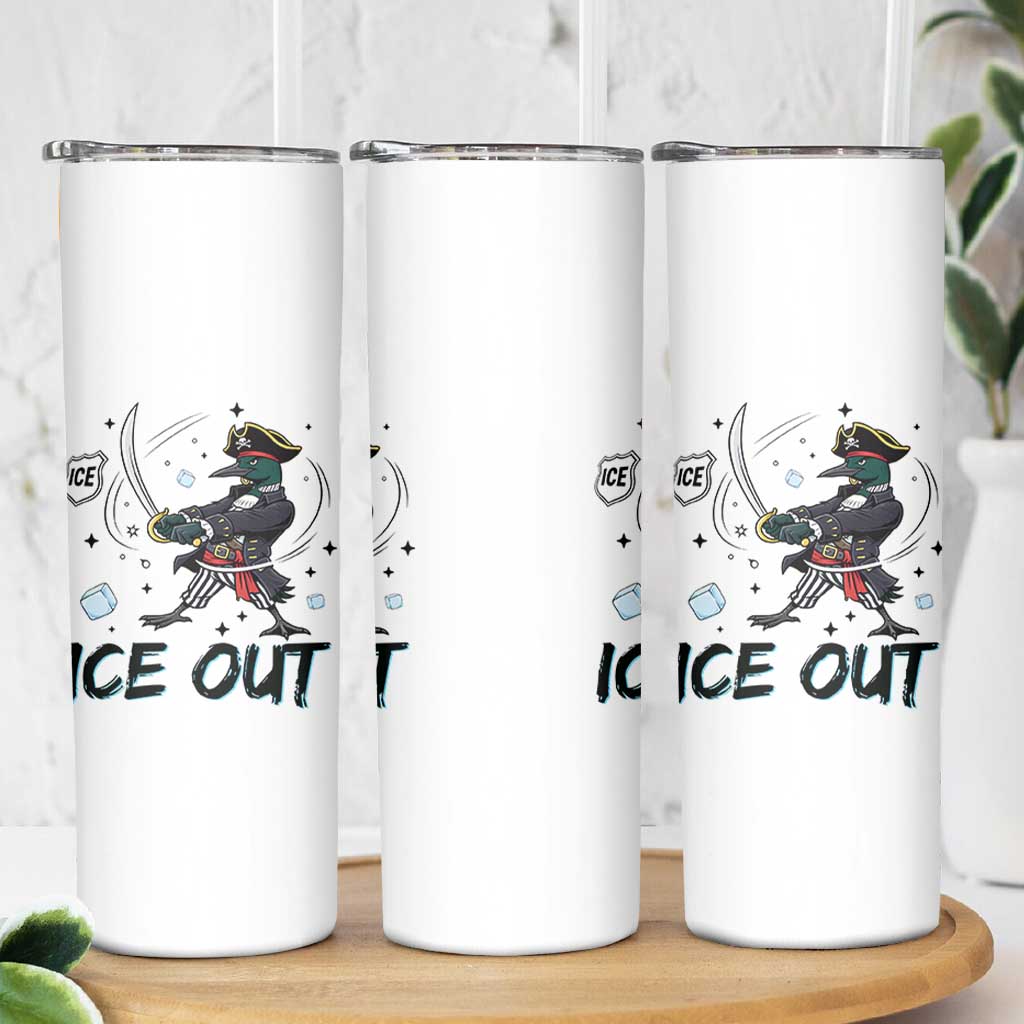 Funny Pirate Common Loon Minnesota Defends Abolish Ice Skinny Tumbler