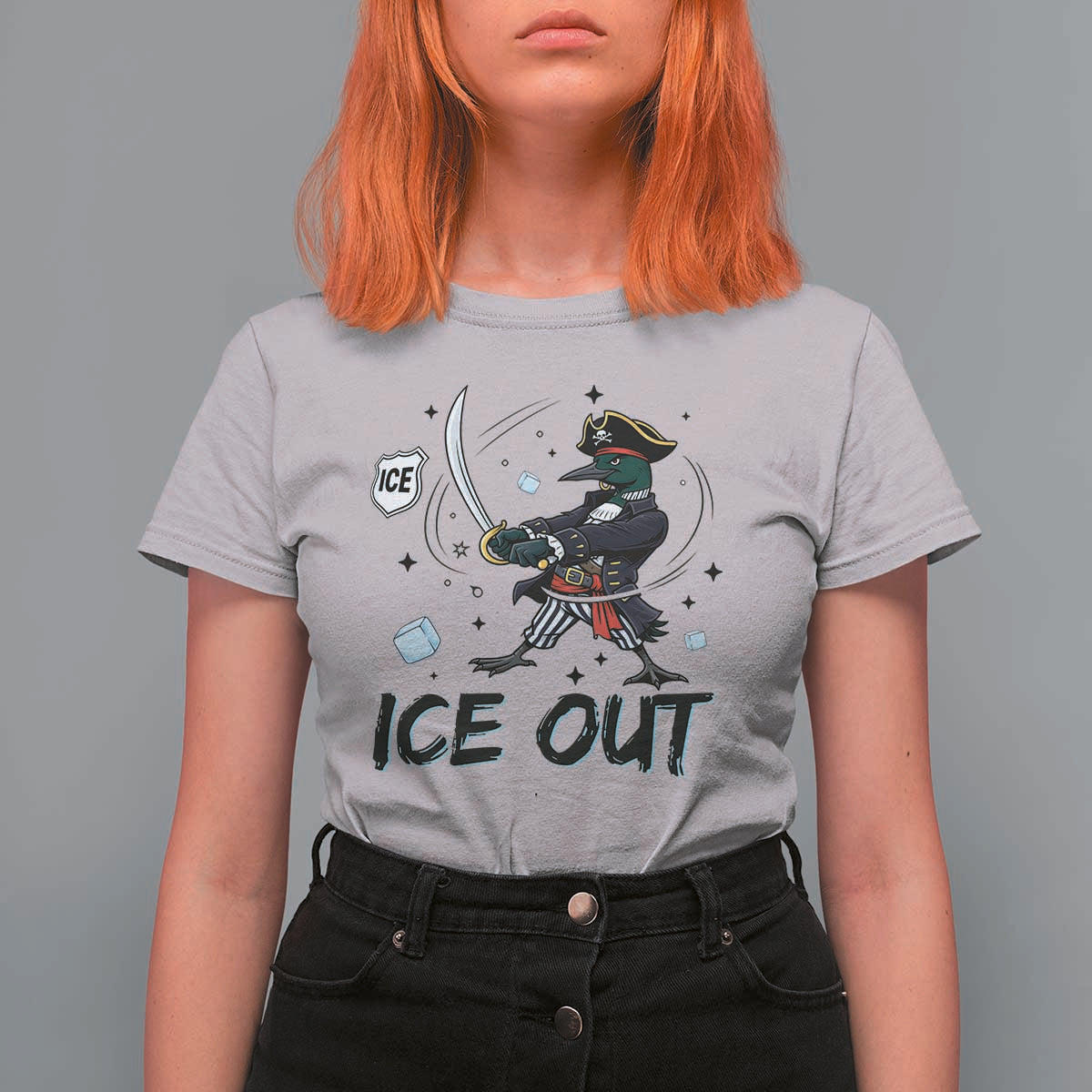 Funny Pirate Common Loon Minnesota Defends Abolish Ice T Shirt For Women