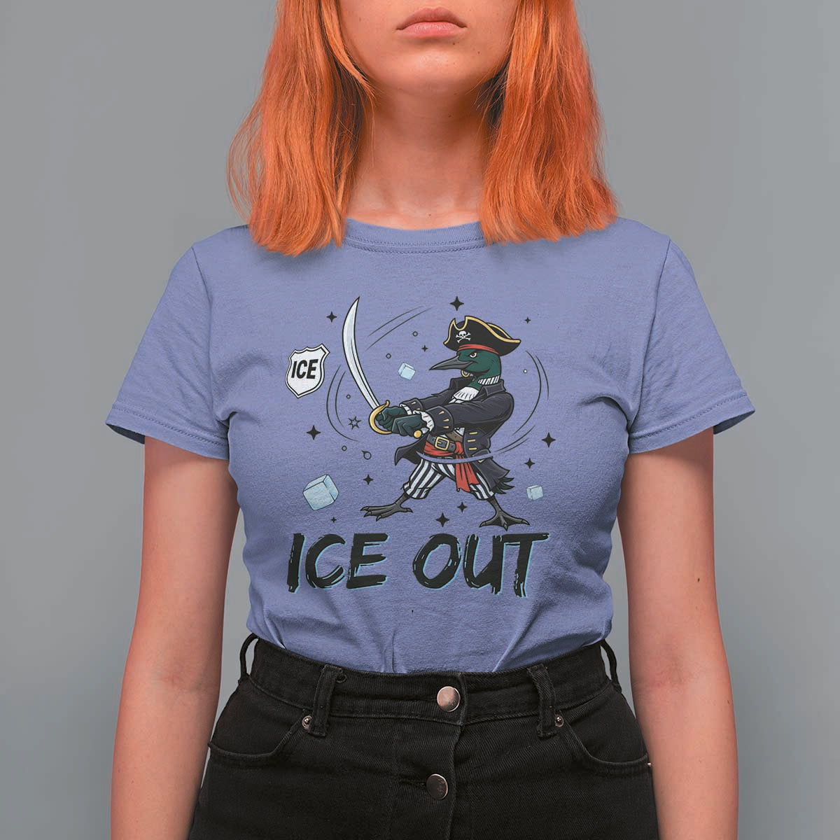 Funny Pirate Common Loon Minnesota Defends Abolish Ice T Shirt For Women