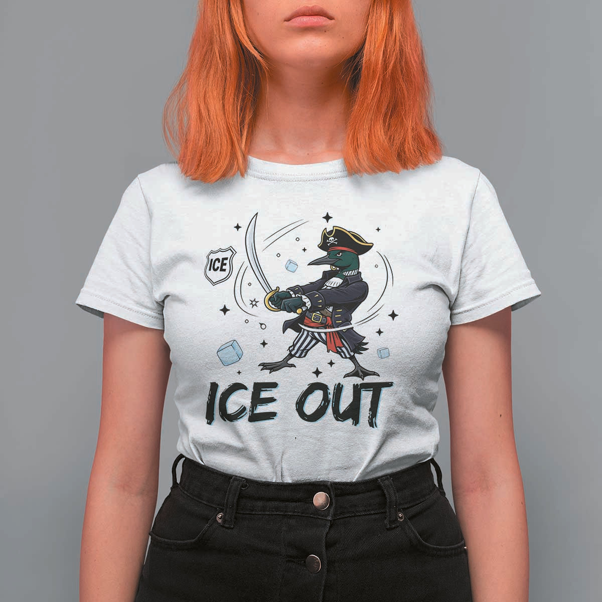 Funny Pirate Common Loon Minnesota Defends Abolish Ice T Shirt For Women