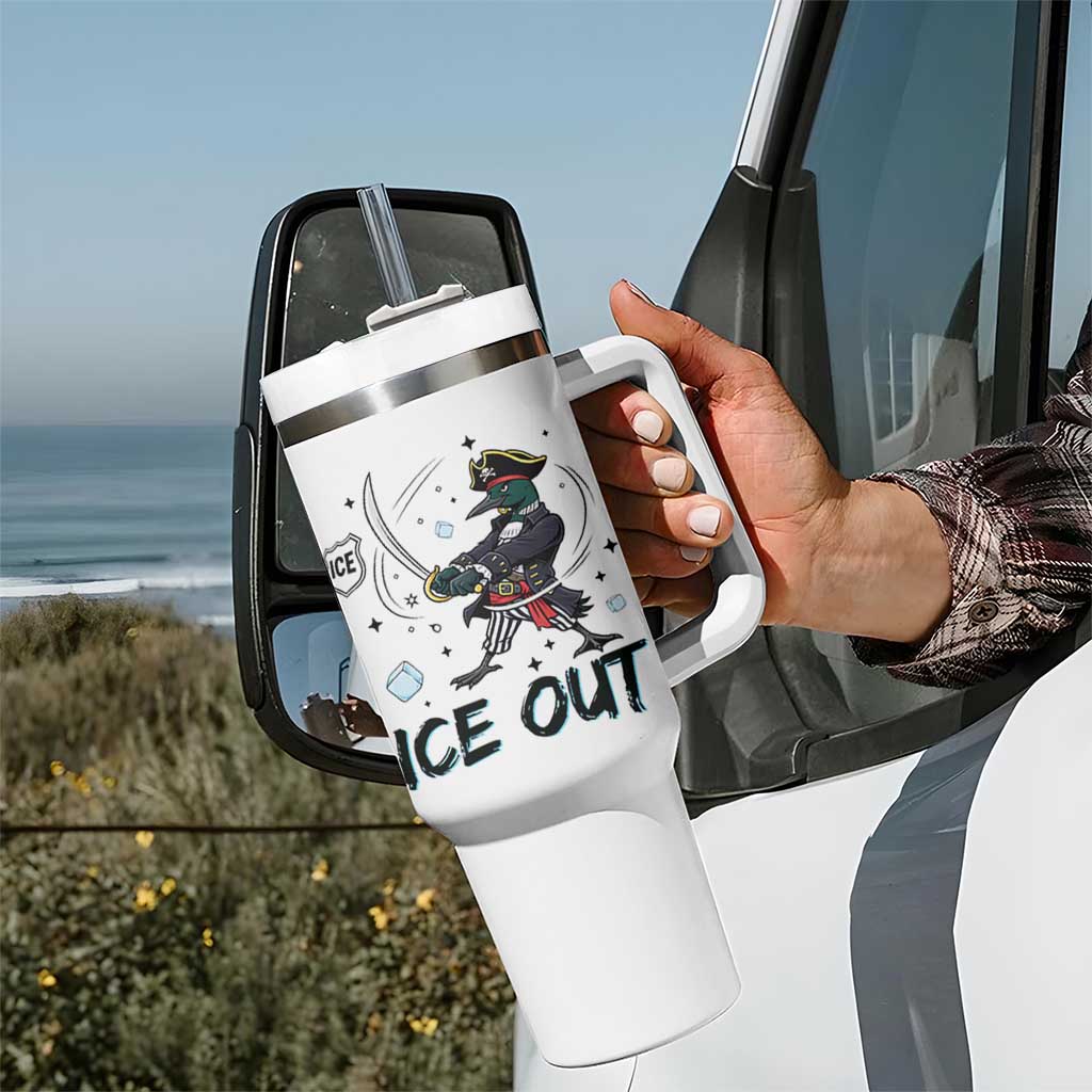 Funny Pirate Common Loon Minnesota Defends Abolish Ice Tumbler With Handle
