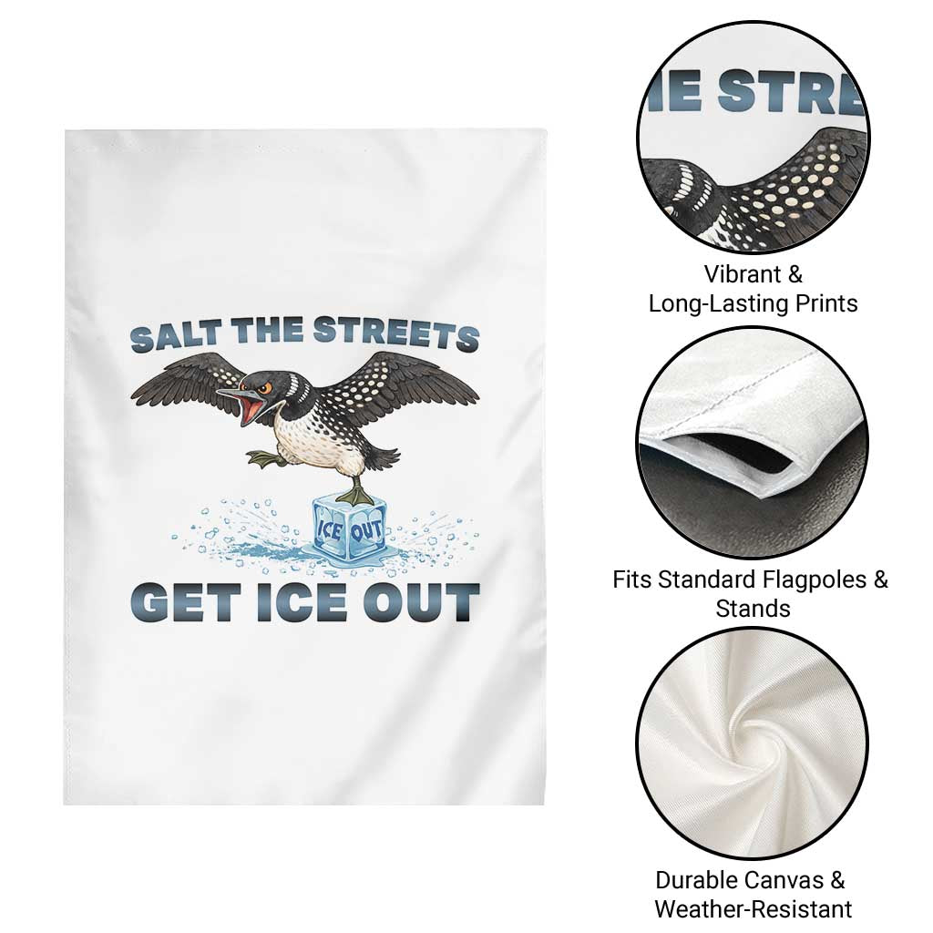 Minnesota Loon Salt The Streets Get Ice Out Garden Flag