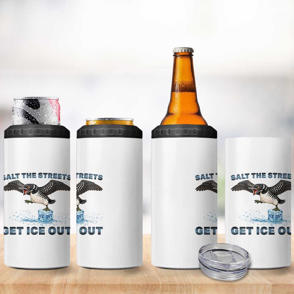 Minnesota Loon Salt The Streets Get Ice Out 4 in 1 Can Cooler Tumbler