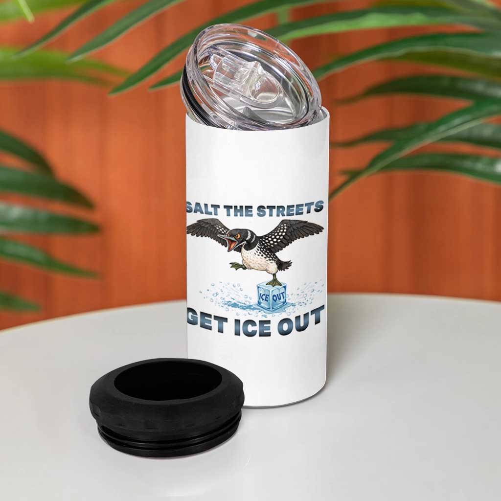 Minnesota Loon Salt The Streets Get Ice Out 4 in 1 Can Cooler Tumbler