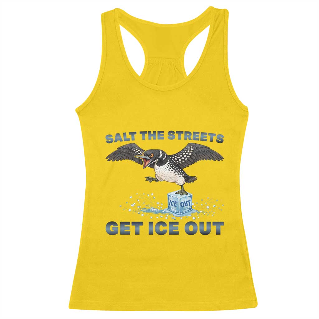 Minnesota Loon Salt The Streets Get Ice Out Racerback Tank Top