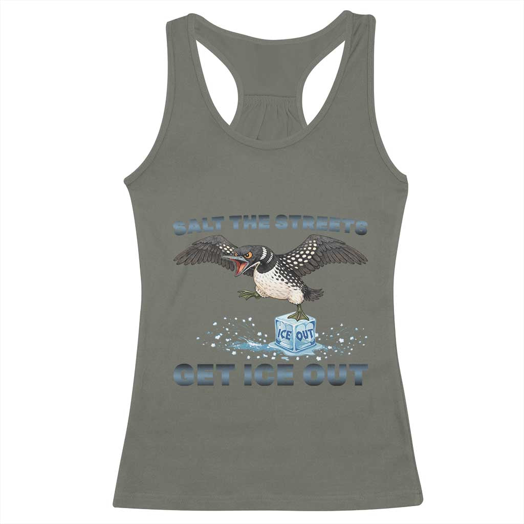 Minnesota Loon Salt The Streets Get Ice Out Racerback Tank Top