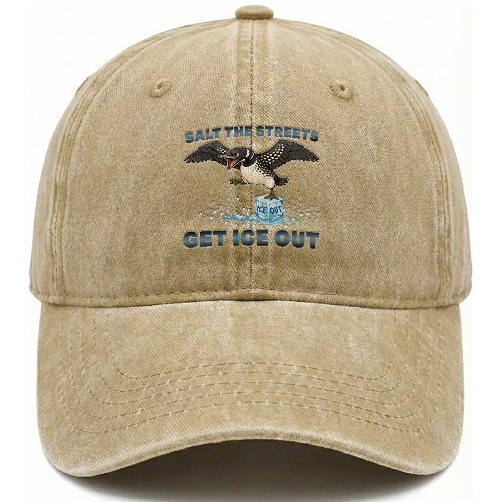 Minnesota Loon Salt The Streets Get Ice Out Washed Cotton Baseball Cap