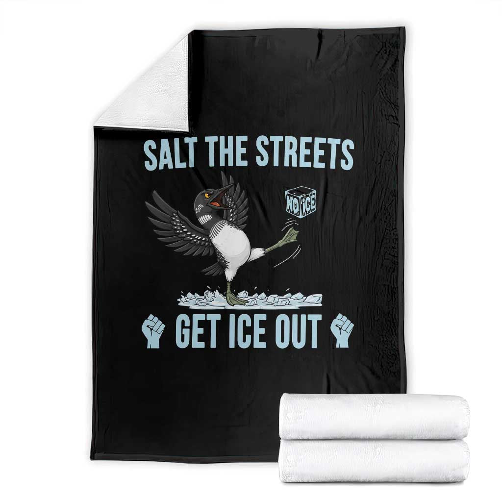Salt The Streets Get Ice Out Throw Blanket Resist Minneapolis Political