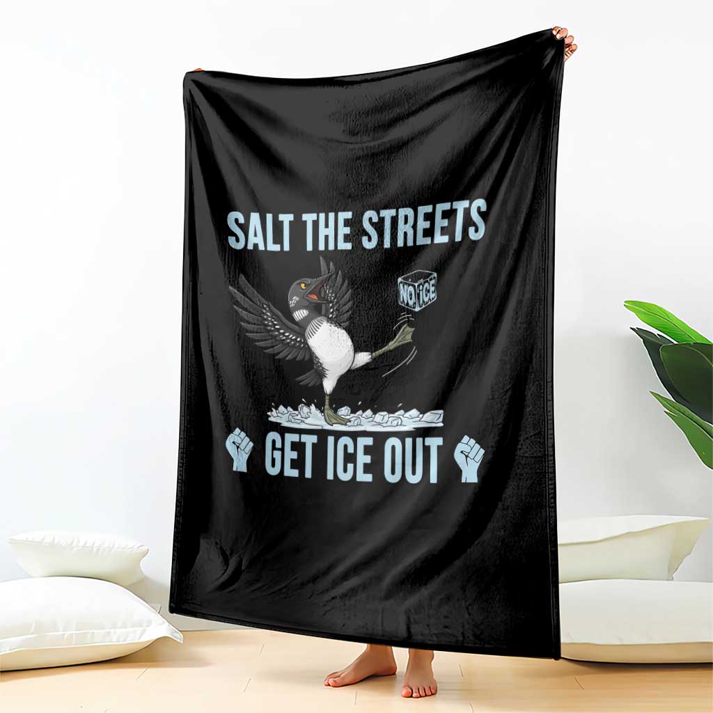 Salt The Streets Get Ice Out Throw Blanket Resist Minneapolis Political