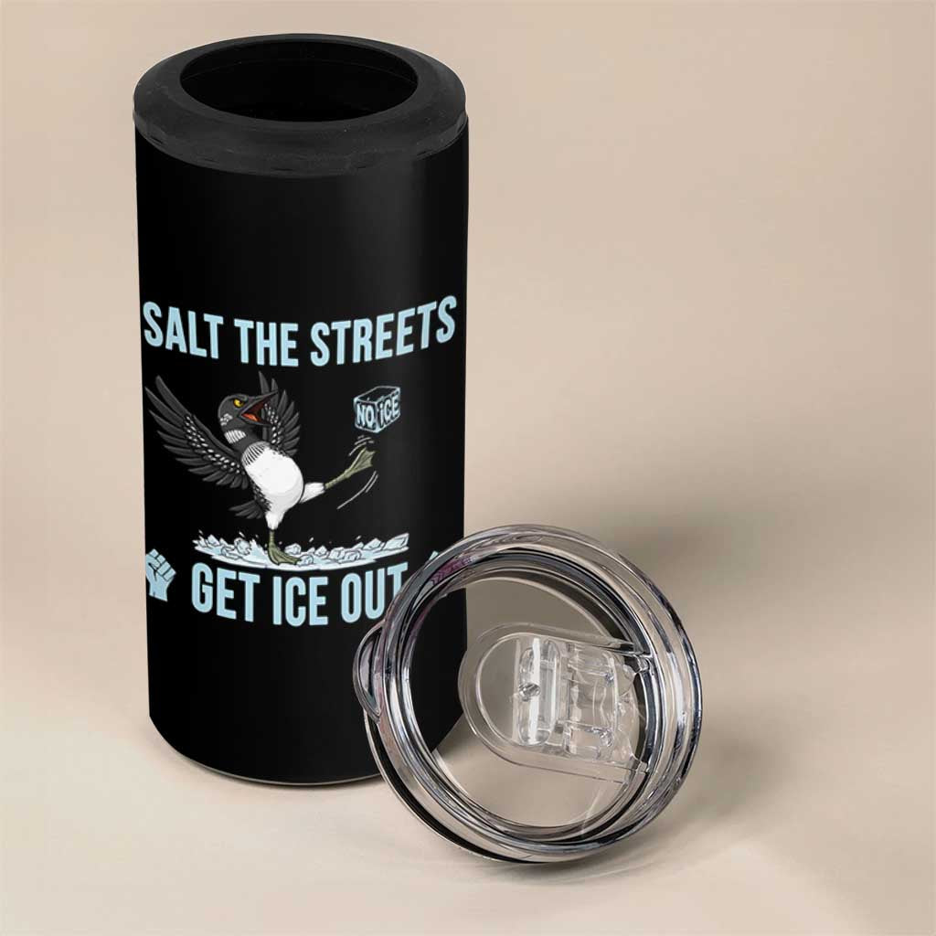 Salt The Streets Get Ice Out 4 in 1 Can Cooler Tumbler Resist Minneapolis Political