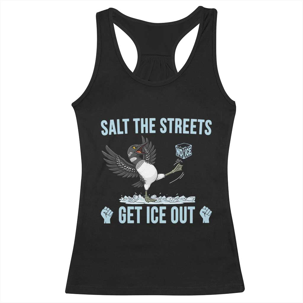 Salt The Streets Get Ice Out Racerback Tank Top Resist Minneapolis Political