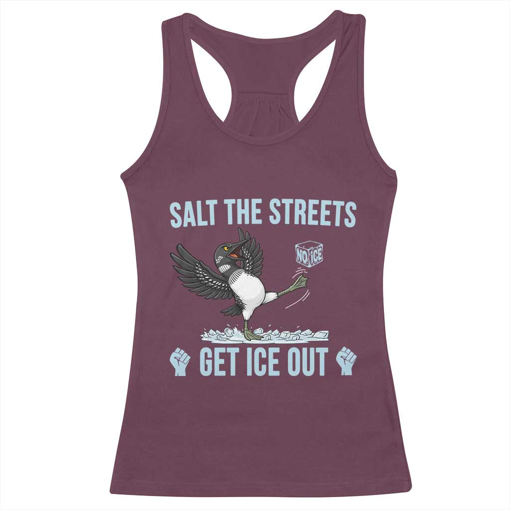 Salt The Streets Get Ice Out Racerback Tank Top Resist Minneapolis Political