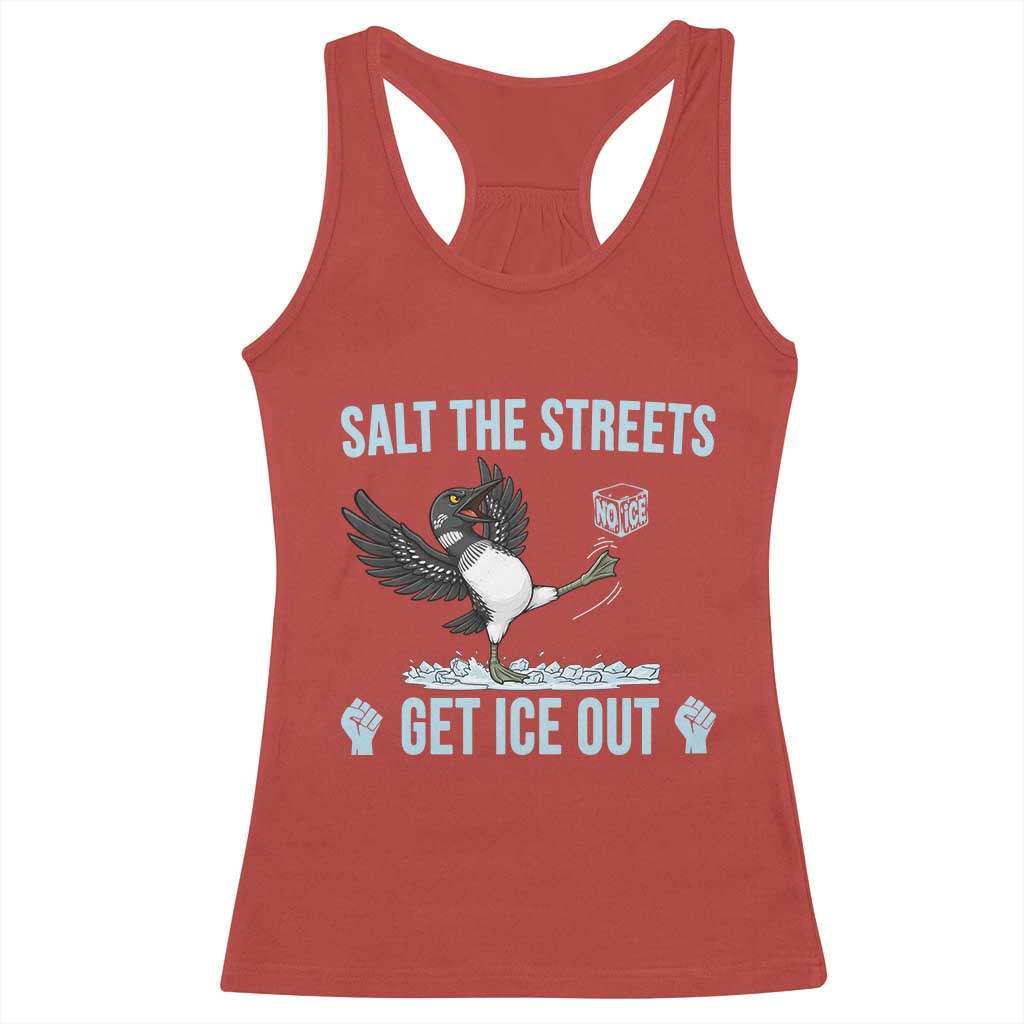 Salt The Streets Get Ice Out Racerback Tank Top Resist Minneapolis Political