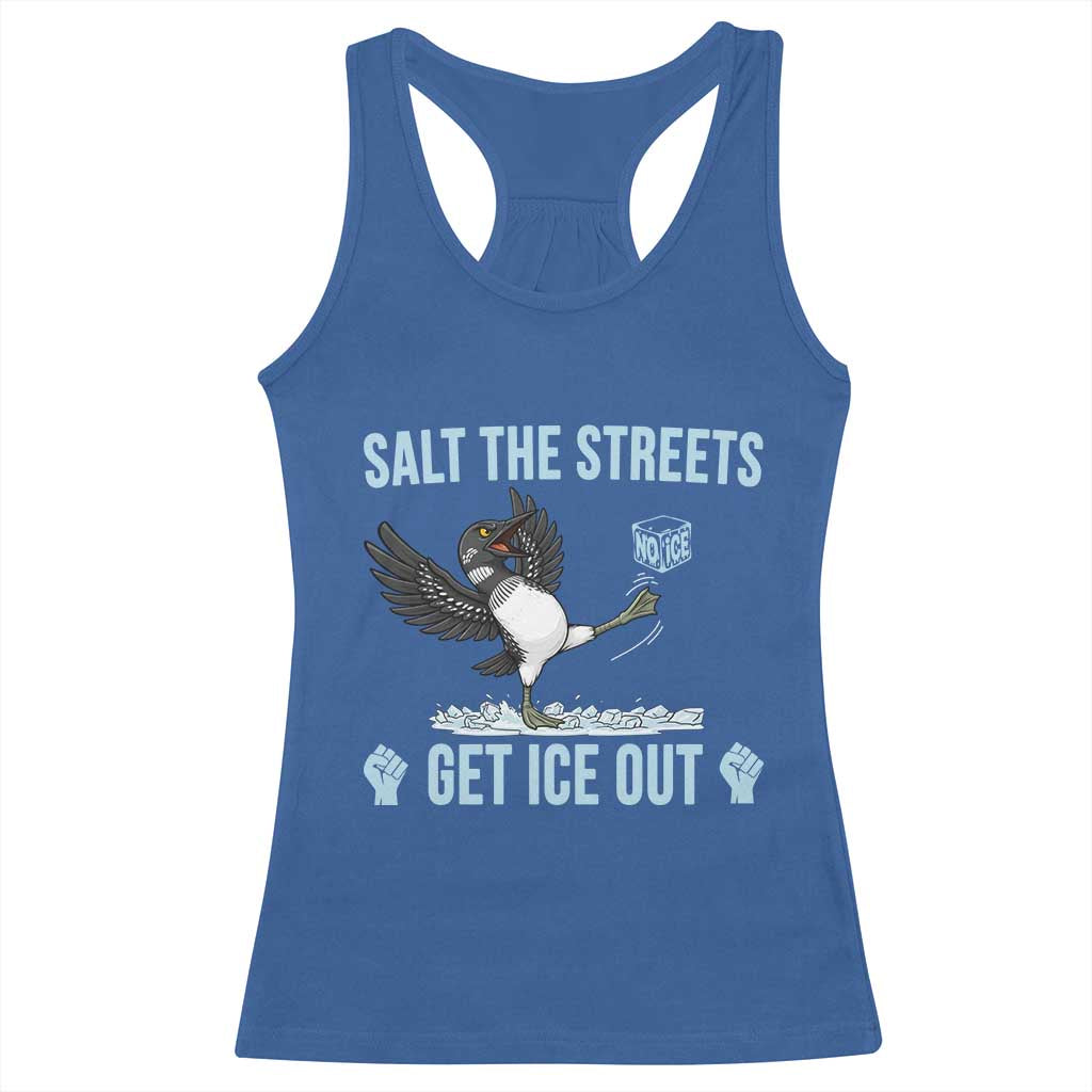 Salt The Streets Get Ice Out Racerback Tank Top Resist Minneapolis Political