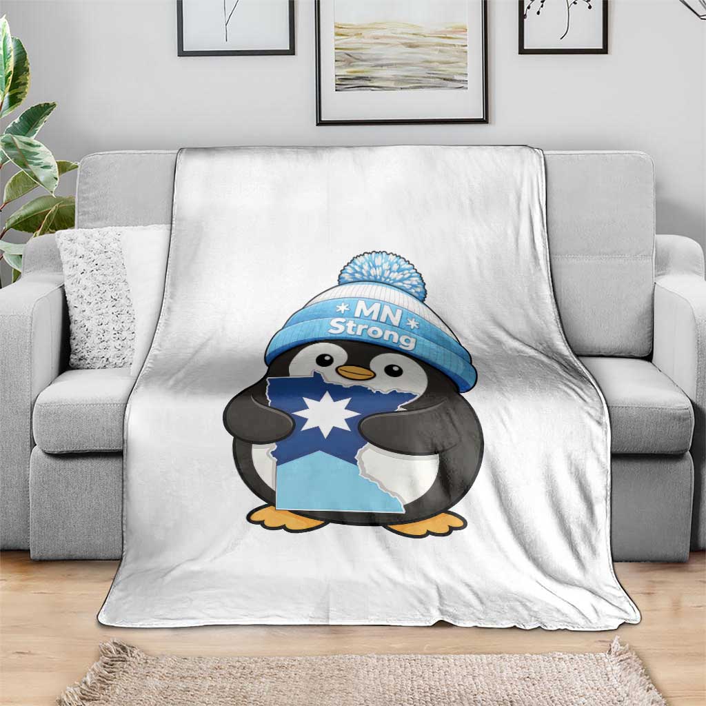 MN Strong Cute Penguin Throw Blanket Minnesota State Pride Gift