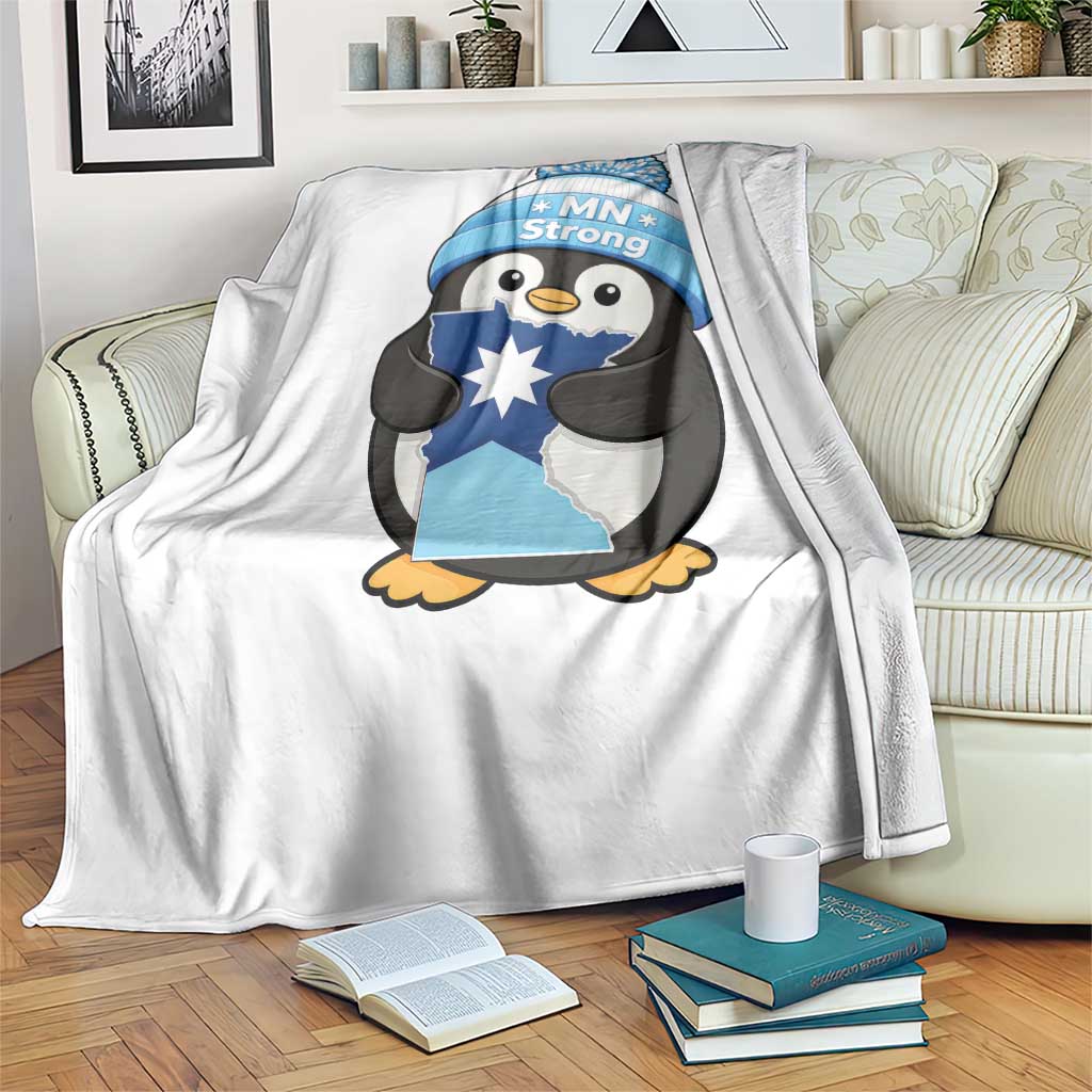 MN Strong Cute Penguin Throw Blanket Minnesota State Pride Gift