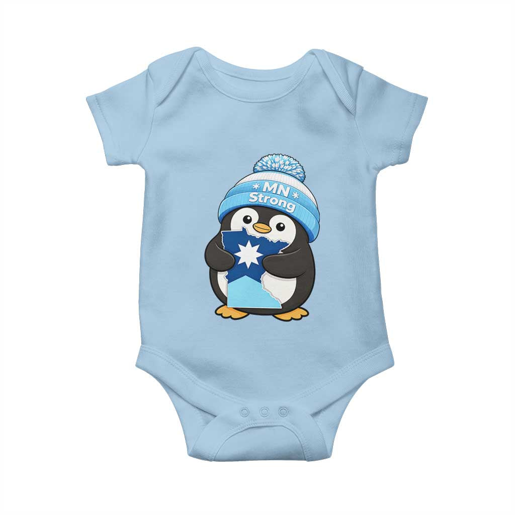 MN Strong Cute Penguin Baby Onesie Minnesota State Pride Gift