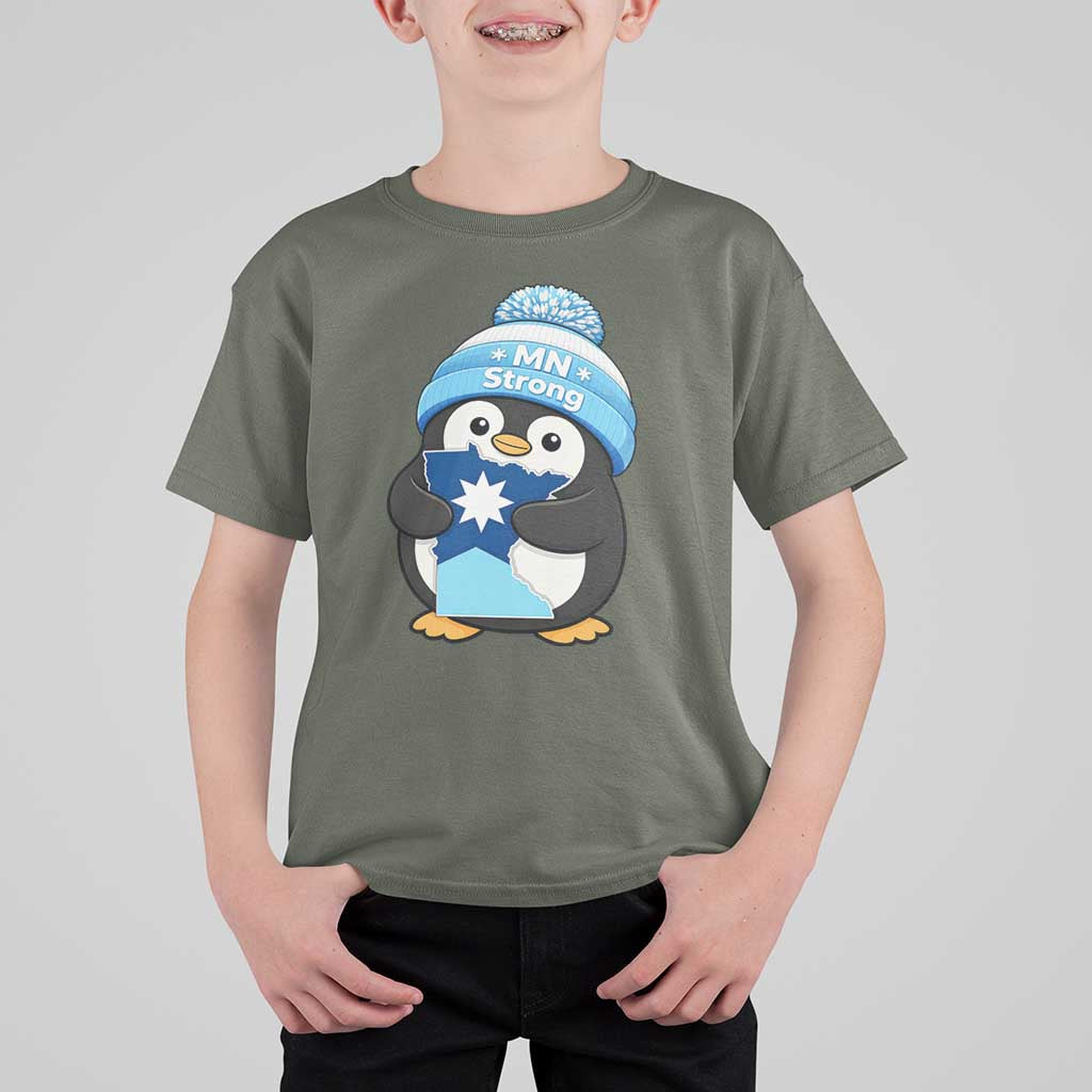 MN Strong Cute Penguin T Shirt For Kid Minnesota State Pride Gift