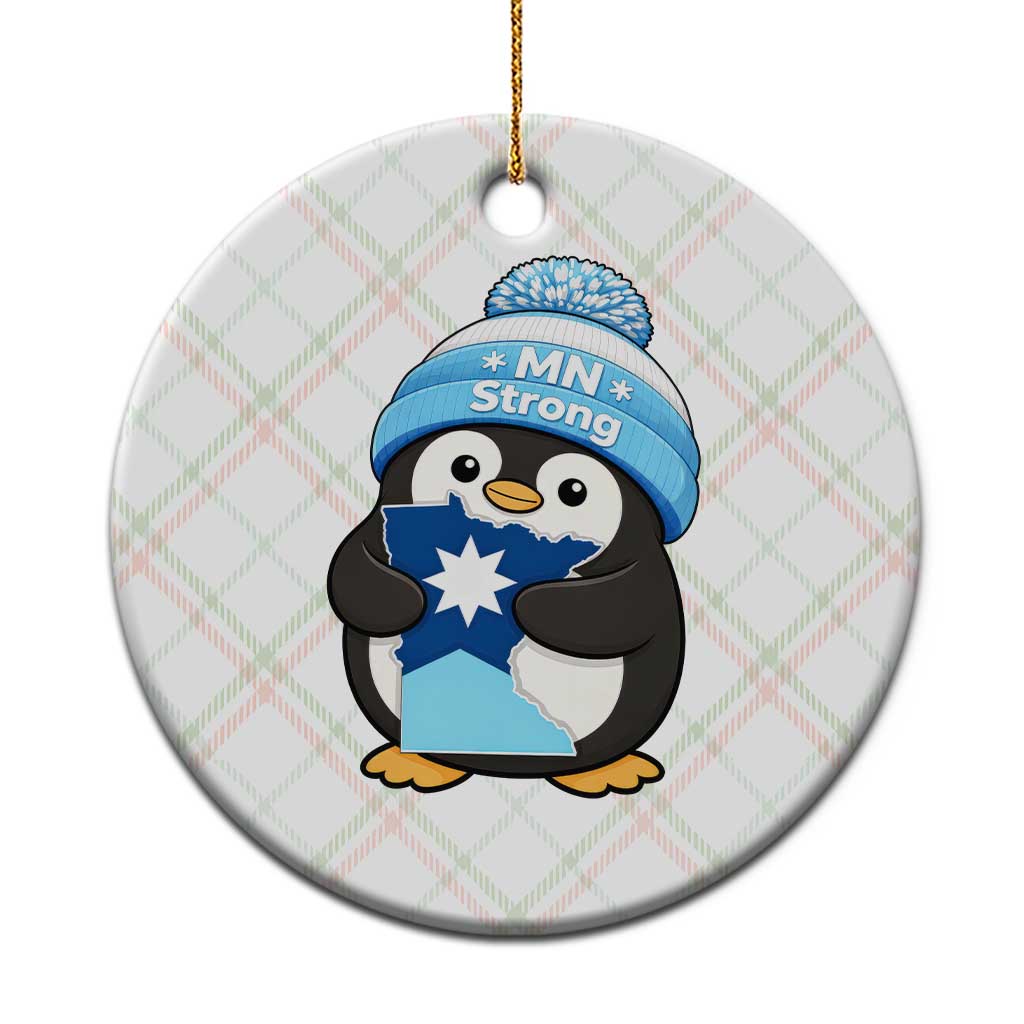 MN Strong Cute Penguin Ceramic Ornament Minnesota State Pride Gift