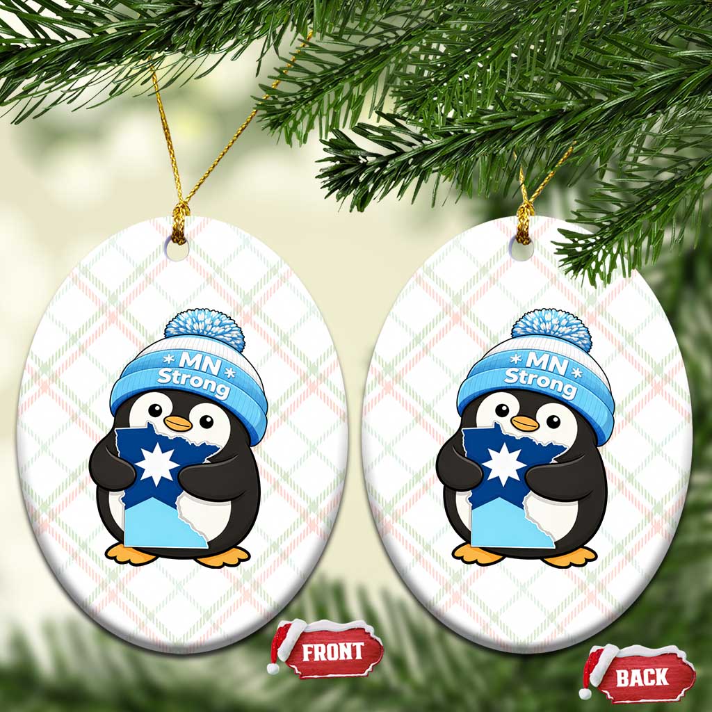 MN Strong Cute Penguin Ceramic Ornament Minnesota State Pride Gift