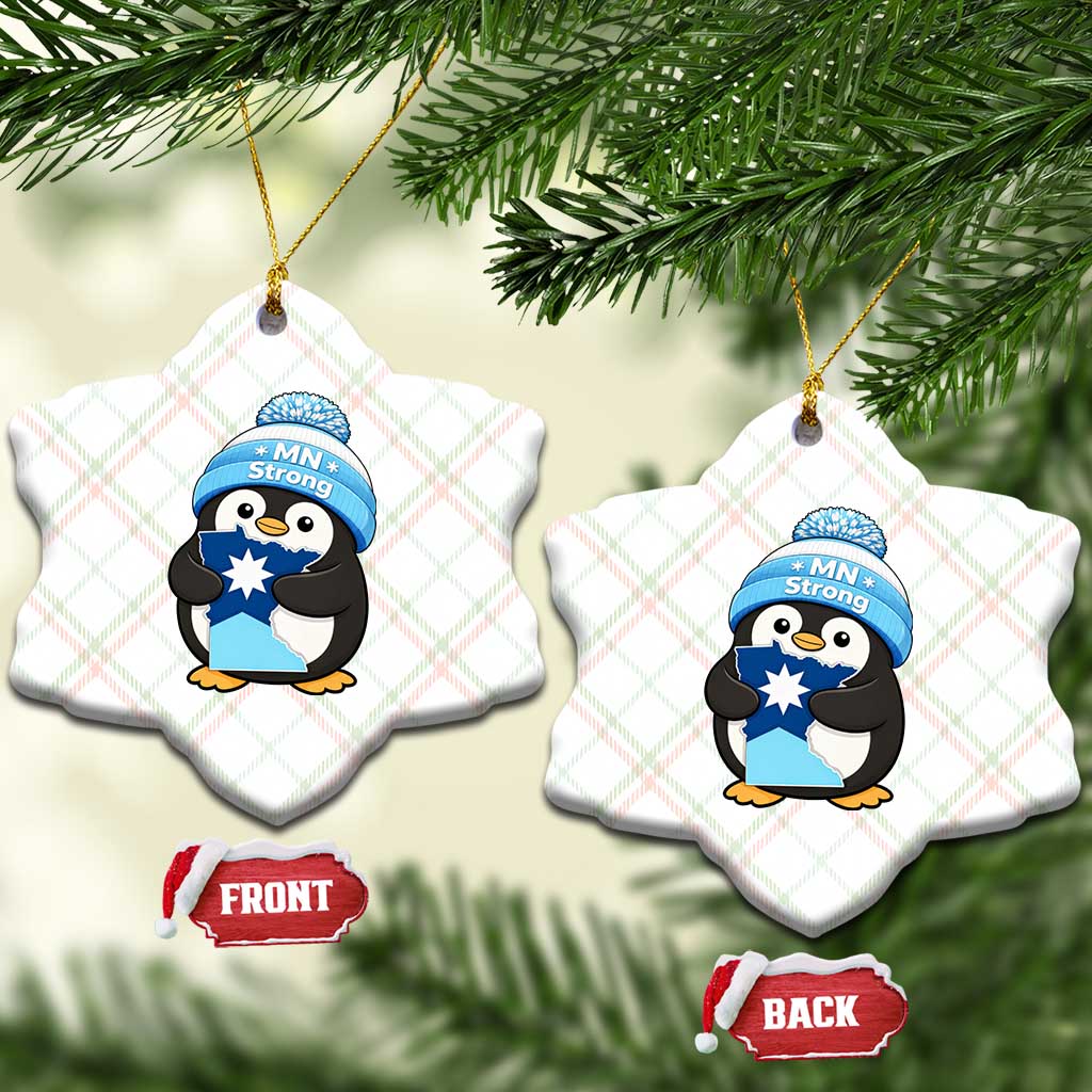MN Strong Cute Penguin Ceramic Ornament Minnesota State Pride Gift