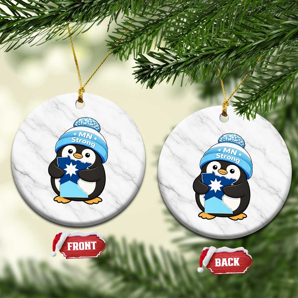 MN Strong Cute Penguin Ceramic Ornament Minnesota State Pride Gift