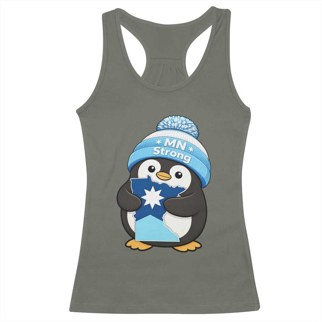 MN Strong Cute Penguin Racerback Tank Top Minnesota State Pride Gift