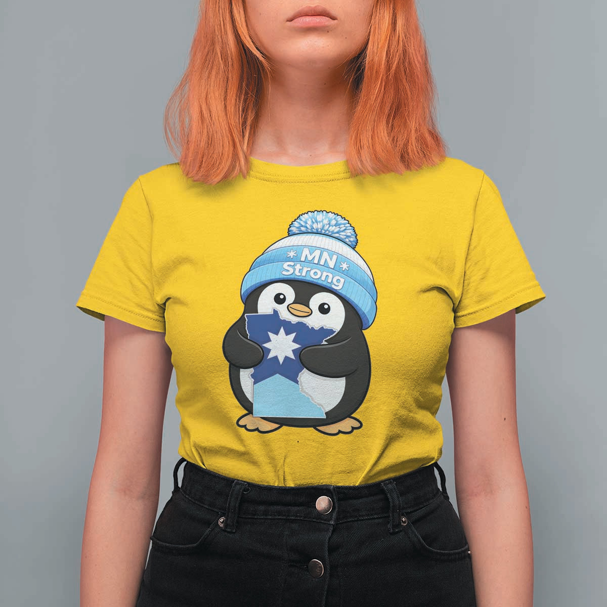 MN Strong Cute Penguin T Shirt For Women Minnesota State Pride Gift