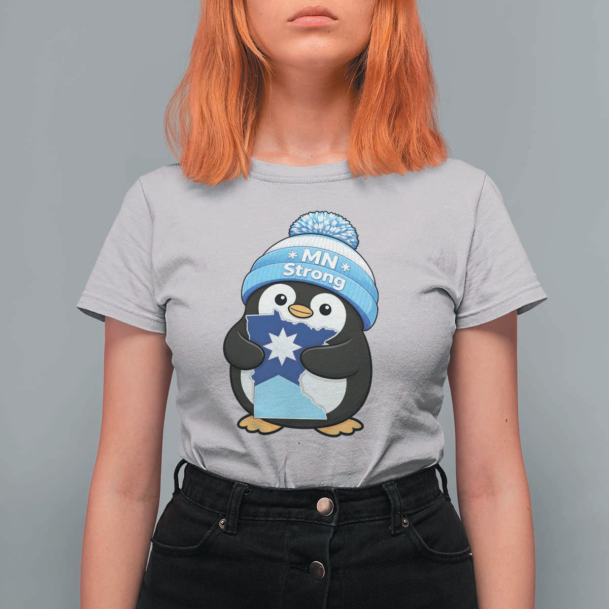 MN Strong Cute Penguin T Shirt For Women Minnesota State Pride Gift
