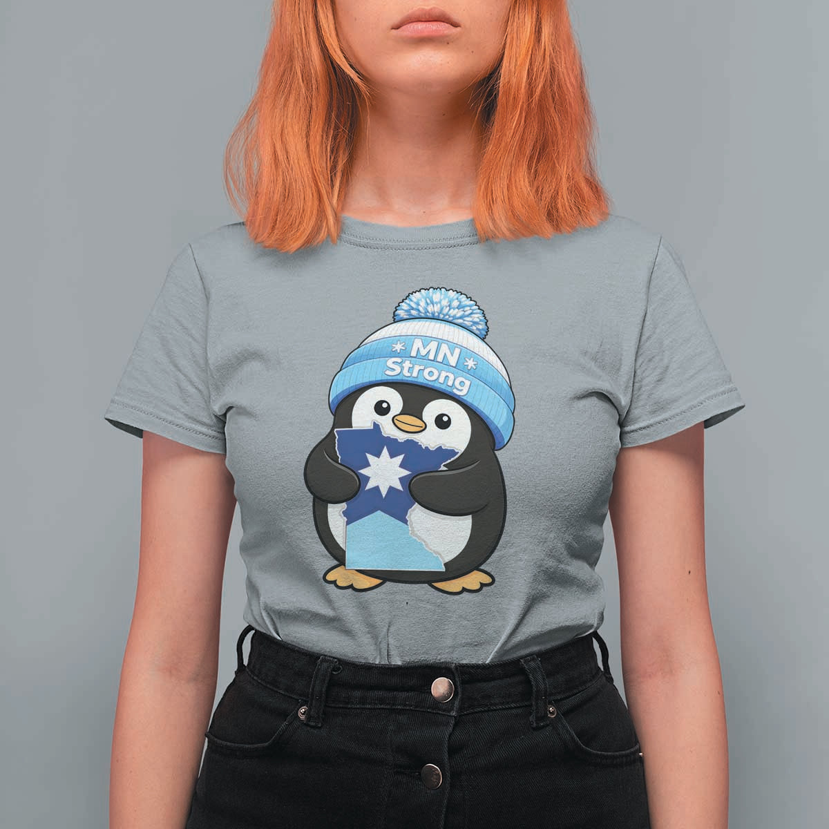 MN Strong Cute Penguin T Shirt For Women Minnesota State Pride Gift