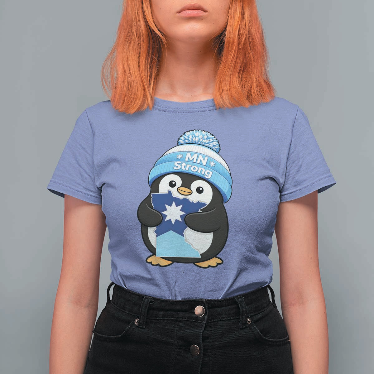MN Strong Cute Penguin T Shirt For Women Minnesota State Pride Gift