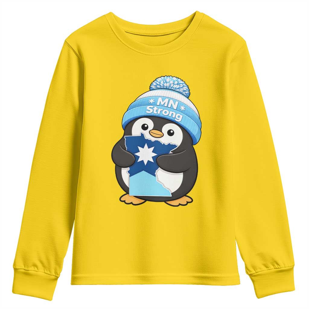 MN Strong Cute Penguin Youth Sweatshirt Minnesota State Pride Gift