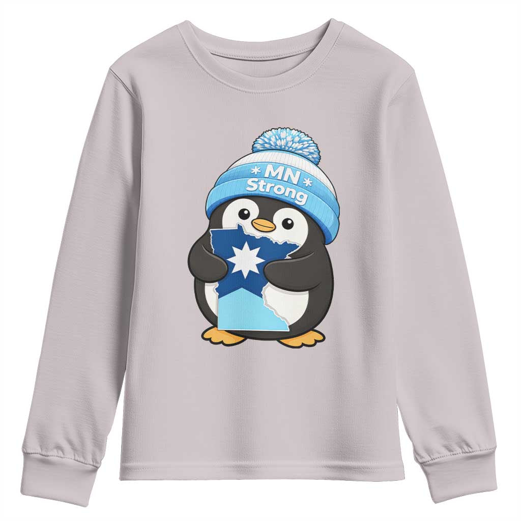 MN Strong Cute Penguin Youth Sweatshirt Minnesota State Pride Gift