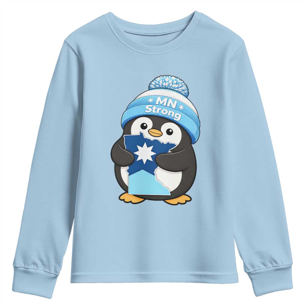 MN Strong Cute Penguin Youth Sweatshirt Minnesota State Pride Gift