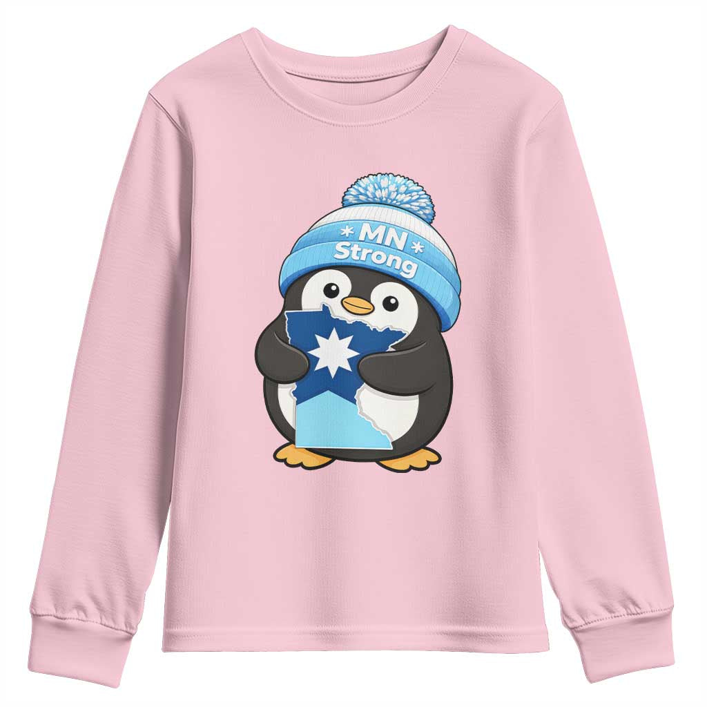 MN Strong Cute Penguin Youth Sweatshirt Minnesota State Pride Gift